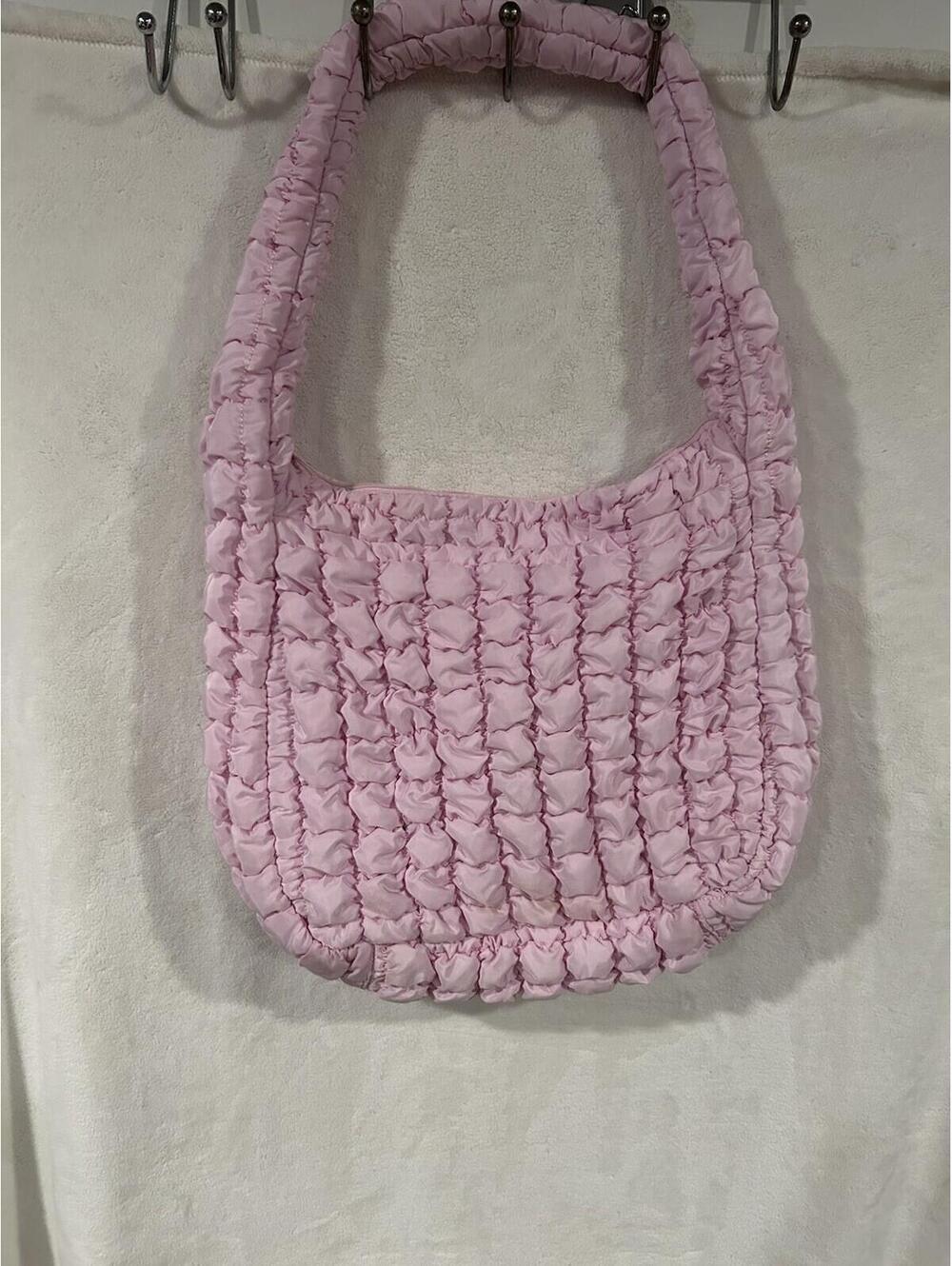 Wild Fable Pink Quilted Shoulder Bag Zip Strap Women Rectangle Large